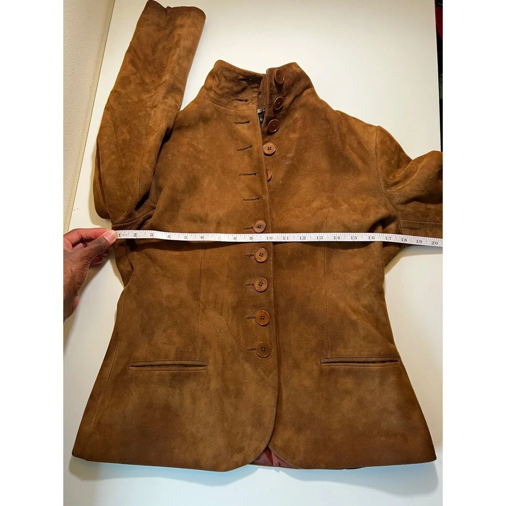 Ralph Lauren Suede Leather Blazer Jacket Women's 10 Brown Label Black Vintage - Picture 8 of 13